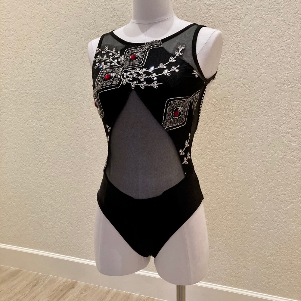 Black w Red & Silver Dance Costume